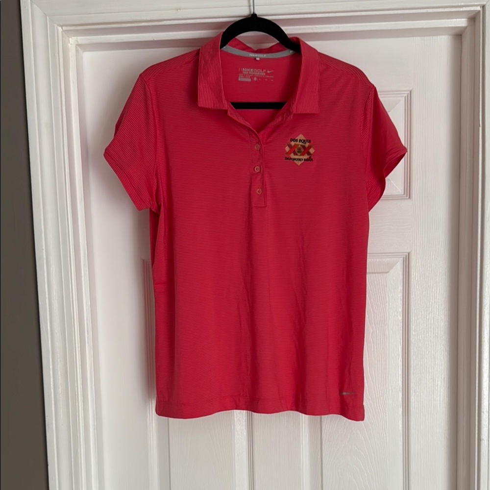 Nike Pink Fitted Short Sleeve Golf Polo Button Down